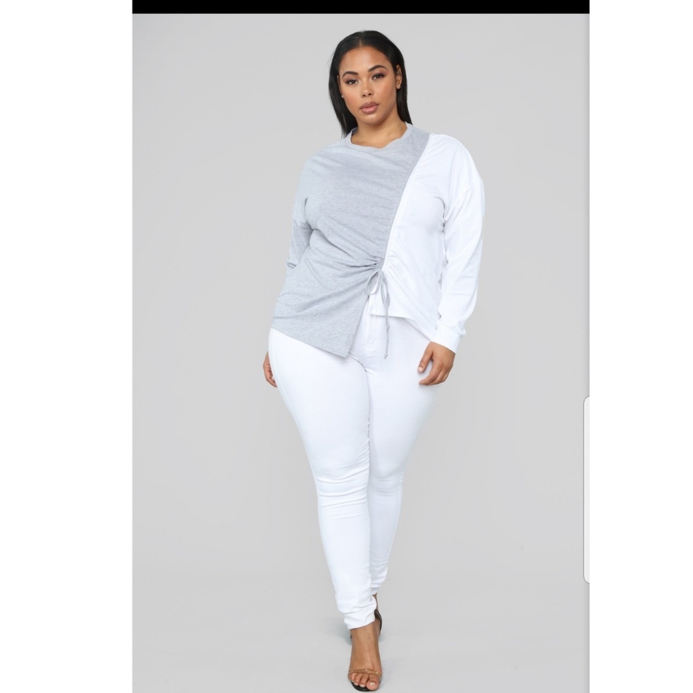 All Caught Up Ruched Top - Heather Grey